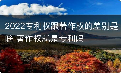 2022专利权跟著作权的差别是啥 著作权就是专利吗