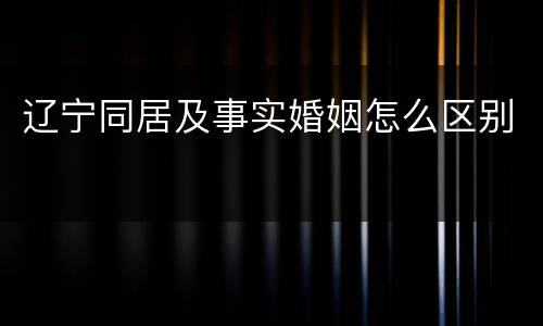 辽宁同居及事实婚姻怎么区别