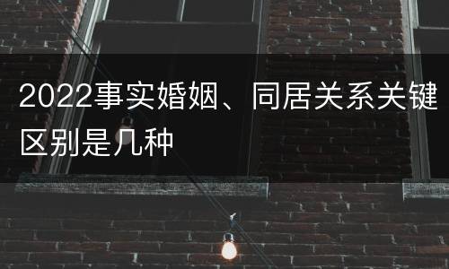 2022事实婚姻、同居关系关键区别是几种