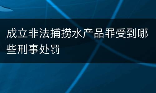 成立非法捕捞水产品罪受到哪些刑事处罚