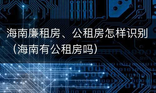海南廉租房、公租房怎样识别（海南有公租房吗）