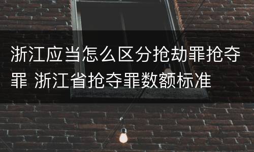 浙江应当怎么区分抢劫罪抢夺罪 浙江省抢夺罪数额标准