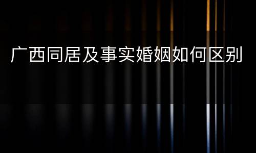 广西同居及事实婚姻如何区别