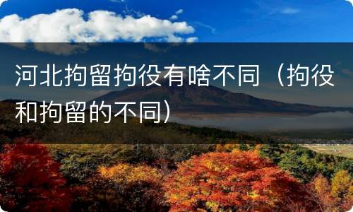河北拘留拘役有啥不同（拘役和拘留的不同）