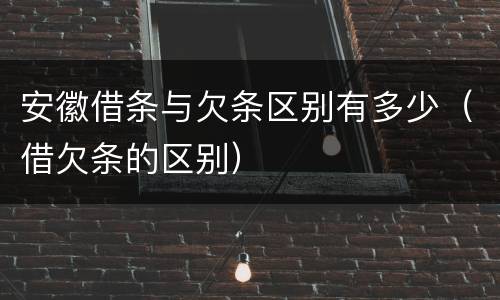 安徽借条与欠条区别有多少（借欠条的区别）