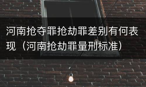 河南抢夺罪抢劫罪差别有何表现（河南抢劫罪量刑标准）