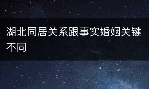 湖北同居关系跟事实婚姻关键不同