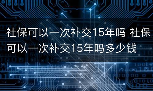 社保可以一次补交15年吗 社保可以一次补交15年吗多少钱