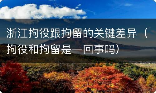 浙江拘役跟拘留的关键差异（拘役和拘留是一回事吗）