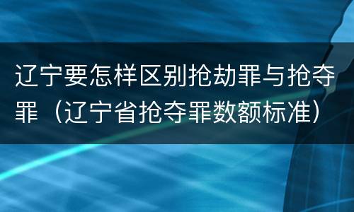 辽宁要怎样区别抢劫罪与抢夺罪（辽宁省抢夺罪数额标准）