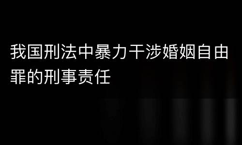 我国刑法中暴力干涉婚姻自由罪的刑事责任