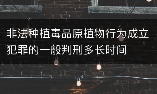 非法种植毒品原植物行为成立犯罪的一般判刑多长时间