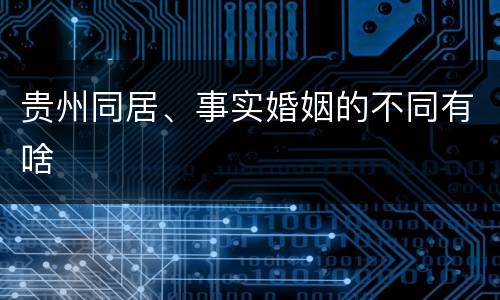 贵州同居、事实婚姻的不同有啥