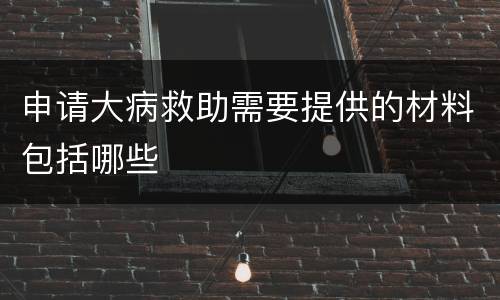 申请大病救助需要提供的材料包括哪些