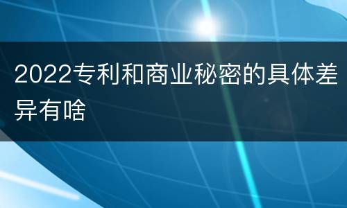 2022专利和商业秘密的具体差异有啥