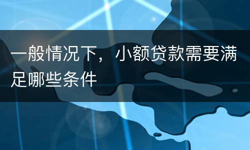 一般情况下，小额贷款需要满足哪些条件