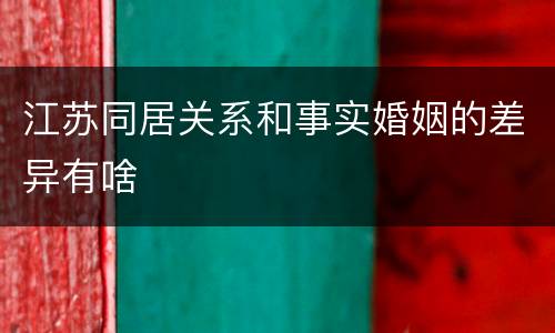 江苏同居关系和事实婚姻的差异有啥