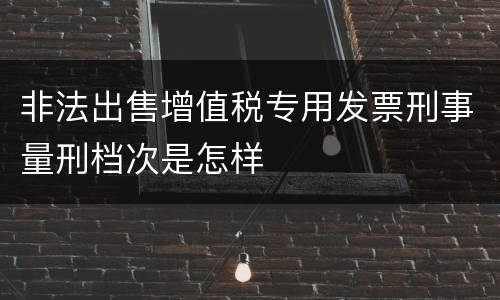 非法出售增值税专用发票刑事量刑档次是怎样
