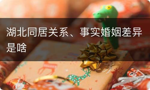湖北同居关系、事实婚姻差异是啥