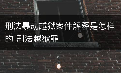 刑法暴动越狱案件解释是怎样的 刑法越狱罪