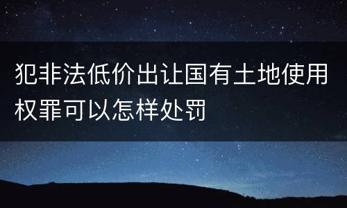 犯非法低价出让国有土地使用权罪可以怎样处罚
