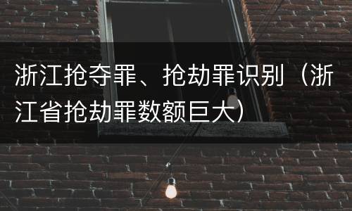浙江抢夺罪、抢劫罪识别（浙江省抢劫罪数额巨大）