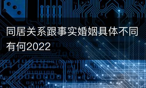 同居关系跟事实婚姻具体不同有何2022