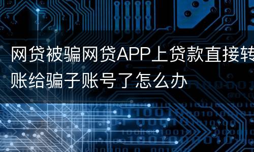 网贷被骗网贷APP上贷款直接转账给骗子账号了怎么办