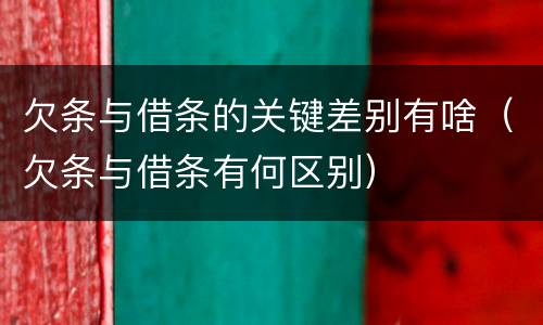 欠条与借条的关键差别有啥（欠条与借条有何区别）