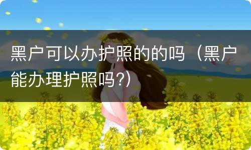 黑户可以办护照的的吗（黑户能办理护照吗?）