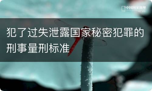犯了过失泄露国家秘密犯罪的刑事量刑标准