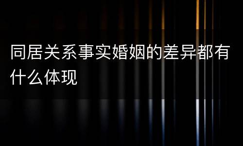 同居关系事实婚姻的差异都有什么体现