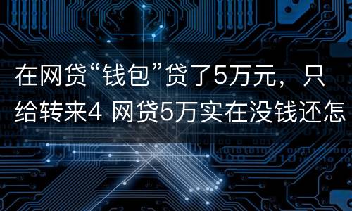 在网贷“钱包”贷了5万元，只给转来4 网贷5万实在没钱还怎么办