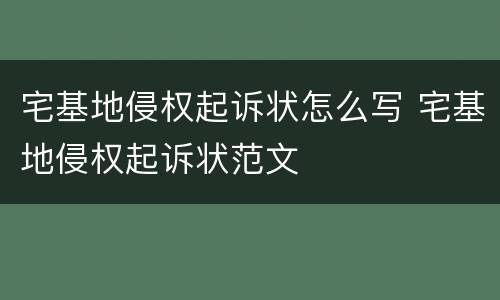宅基地侵权起诉状怎么写 宅基地侵权起诉状范文