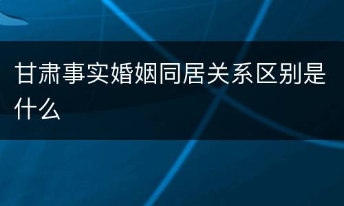 甘肃事实婚姻同居关系区别是什么