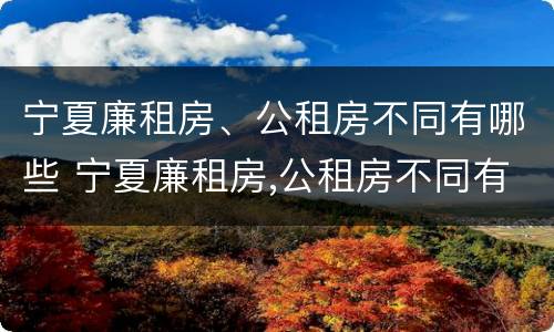 宁夏廉租房、公租房不同有哪些 宁夏廉租房,公租房不同有哪些地方