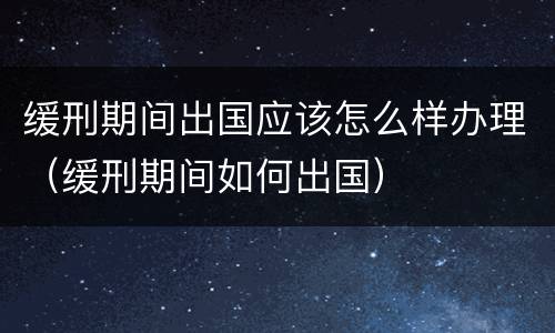 缓刑期间出国应该怎么样办理（缓刑期间如何出国）