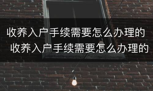 收养入户手续需要怎么办理的 收养入户手续需要怎么办理的证件