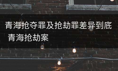 青海抢夺罪及抢劫罪差异到底 青海抢劫案