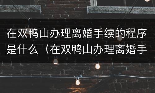 在双鸭山办理离婚手续的程序是什么（在双鸭山办理离婚手续的程序是什么意思）