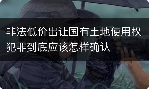 非法低价出让国有土地使用权犯罪到底应该怎样确认