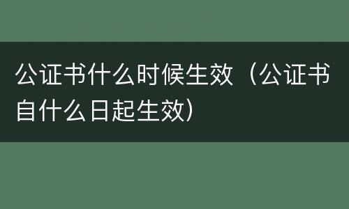 公证书什么时候生效（公证书自什么日起生效）