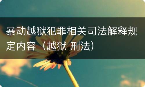 暴动越狱犯罪相关司法解释规定内容（越狱 刑法）