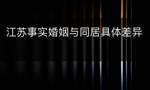 江苏事实婚姻与同居具体差异