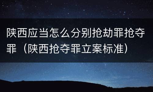 陕西应当怎么分别抢劫罪抢夺罪（陕西抢夺罪立案标准）