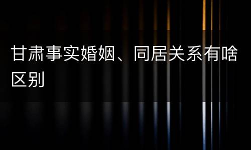 甘肃事实婚姻、同居关系有啥区别