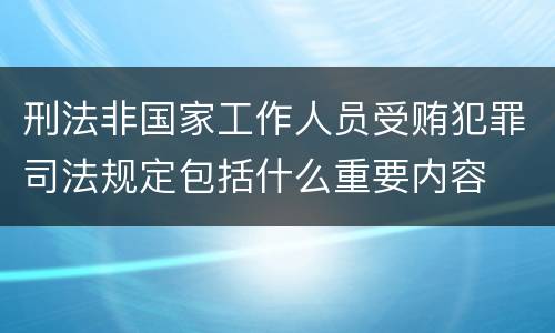 刑法非国家工作人员受贿犯罪司法规定包括什么重要内容