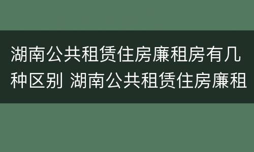 湖南公共租赁住房廉租房有几种区别 湖南公共租赁住房廉租房有几种区别
