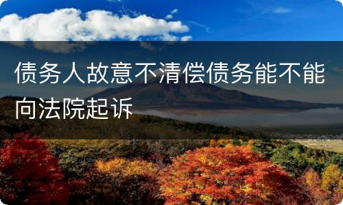 债务人故意不清偿债务能不能向法院起诉