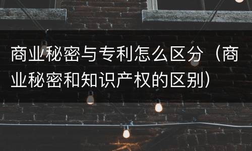 商业秘密与专利怎么区分（商业秘密和知识产权的区别）